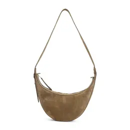 Khaite-Mud Brown Suede Calfskin Leather Augustina Small Crossbody Bag-Donna 52385276297556