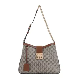 Gucci-Beige And Brown Padlock Gg Medium Shoulder Bag-Donna 52412899623252