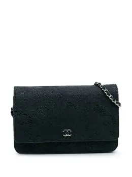 Chanel 2013-2014 Lace Overlay Goatskin Wallet On Chain crossbody bag 31768134