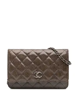 Chanel 2014 CC Quilted Shiny Crumpled Calfskin Wallet on Chain crossbody bag 31780259