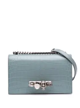 Alexander McQueen 2010-2025 Croc Embossed Calfskin Skull Knuckle Duster crossbody bag 31780292