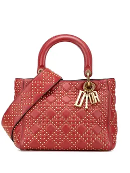 Christian Dior 2017 Medium Lambskin Cannage Studded Supple Lady Dior satchel 31771381