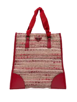 Prada 2000-2013 Vitello Trimmed Tweed Flat tote bag 31799740