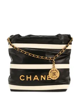 Chanel mini leather striped tote bag 31778966