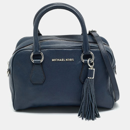 Michael Kors Navy Blue Leather Bedford Tassel Boston Bag 1199697