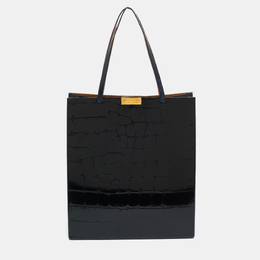 Stella McCartney Dark Blue Faux Crocodile Leather Shopper Tote 1199684