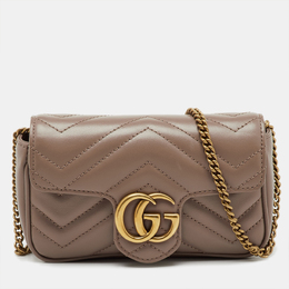 Gucci Old Rose Matelassé Leather Super Mini GG Marmont Shoulder Bag 1199535