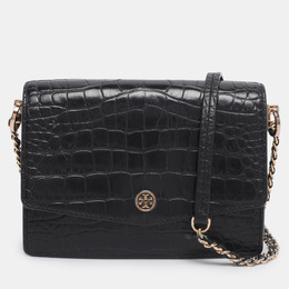 Tory Burch Black Croc Embossed Leather Emerson Crossbody Bag 1199478