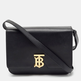 Burberry Black Leather Medium TB Shoulder Bag 1199348