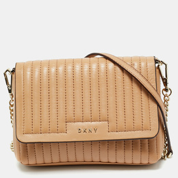 DKNY Beige Quilted Leather Gansevoort Crossbody Bag 1199441