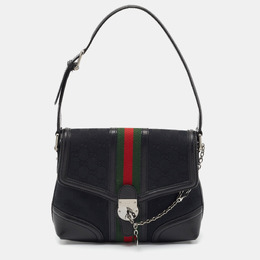 Gucci Black GG Canvas and Leather Web Treasure Shoulder Bag 1199366