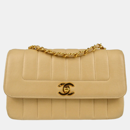 Chanel Beige Lambskin Mademoiselle Single Flap Shoulder Bag 1199329