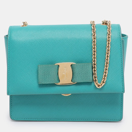 Salvatore Ferragamo Green Leather Mini Ginny Crossbody Bag 1199421