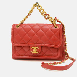 Chanel Matelasse Red Lambskin Shoulder Bag 1199194