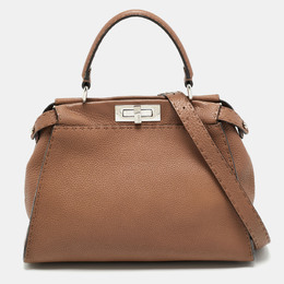 Fendi Brown Leather Medium Peekaboo Top Handle Bag 1199372