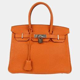 Hermes Birkin 30 Orange Togo Leather Tote Bag 1199347