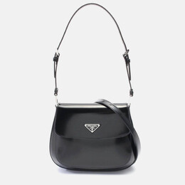 Prada Cleo Brushed Black Leather Shoulder Bag 1199244
