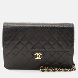 Chanel Matelasse Single Flap Black Lambskin Shoulder Bag 1199222