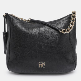 CH Carolina Herrera Black Leather Tassel Shoulder Bag 1199174