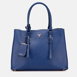 Prada Blue Medium Saffiano Cuir Double Satchel 1199142
