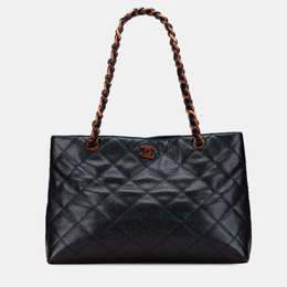 Chanel Black CC Quilted Caviar Tortoise Chain Tote 1198651