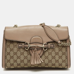Gucci Beige/Pink GG Canvas and Leather Medium Emily Chain Shoulder Bag 1197840