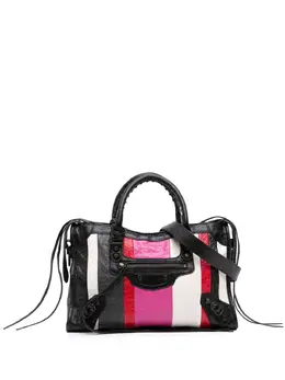 Balenciaga 2018 Small Lambskin Motocross Striped Classic City satchel 31801319