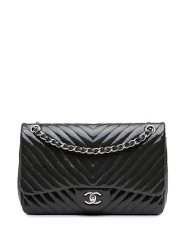 Chanel 2015-2016 Jumbo Classic Chevron Patent Double Flap shoulder bag 31800419
