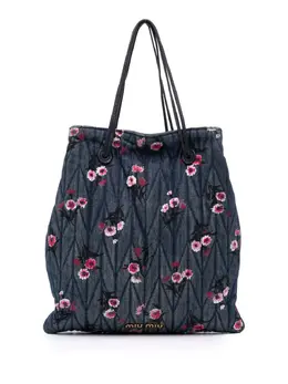Miu Miu 2010-2025 Matelasse Embroidered Denim shoulder bag 31801695