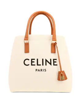 Celine logo-print leather-trimmed tote bag 31778882