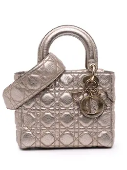Christian Dior 2017 Small Metallic Grained Calfskin Cannage Supple Lady Dior satchel 31801126
