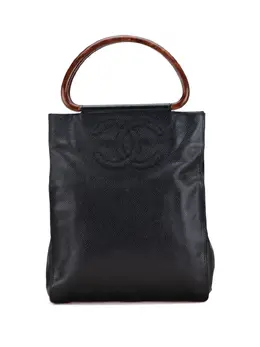 Chanel 2000-2002 CC Caviar Wood Top Handle tote bag 31777767