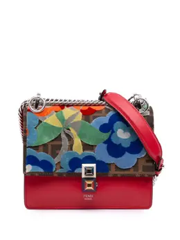 Fendi 2010-2025 Small Velvet Embroidered Zucca Canvas and Leather Kan I crossbody bag 31802100