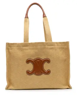 Celine 2021 Large Raffia Cuir Triomphe Cabas Thais tote bag 31779171
