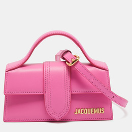Jacquemus Neon Pink Leather Mini Le Bambino Top Handle Bag 1201020