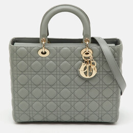Christian Dior Light Grey Cannage Leather Large Lady Christian Dior Tote 1200952