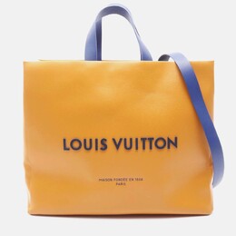Louis Vuitton Shopper Tote Mm Shoulder Bag M24457 Leather Saffron Used Unisex 1200353