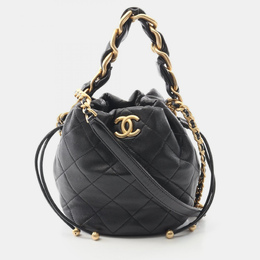 Chanel Matelasse Black Lambskin GHW Crossbody Chain Shoulder Bag 1200207