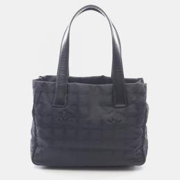 Chanel New Travel Line Pm Tote Bag A20457 Leather Nylon Canvas Black Used Ghw 1200176