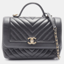 Chanel CC Logo Calfskin Black GHW Crossbody Chain Shoulder Bag 1200200