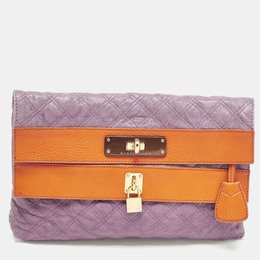 Marc Jacobs Purple/Orange Quilted Leather Oversized Clutch 1200006
