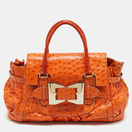 Gucci Orange Ostrich Large Dialux Queen Satchel 1199997