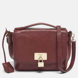 DKNY Red Lizard Embossed Leather Top Handle Bag 1199995