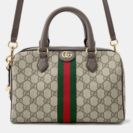 Gucci Ophidia Medium Beige Brown PVC Leather Travel Bag 1200099