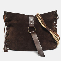 Dolce & Gabbana Dark Brown Leather and Suede Whipstitch Hobo 1199892
