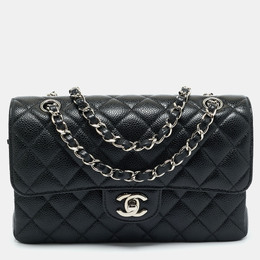 Chanel Black Quilted Caviar Leather Small Classic Double Flap Bag 1199794