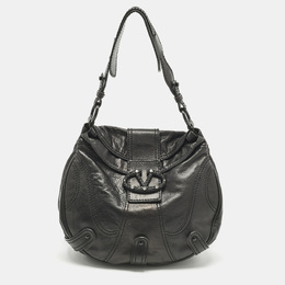 Valentino Black Leather Catch Crystals Hobo 1199719