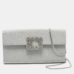 Roger Vivier Silver Glitter Efflorescence Clutch 1175345