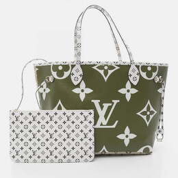 Louis Vuitton Neverfull Mm Tote Bag Coated Canvas Monogram Giant Khaki Beige Multicolor 1199295