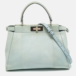Fendi Light Blue Python Regular Peekaboo Top Handle Bag 1199351